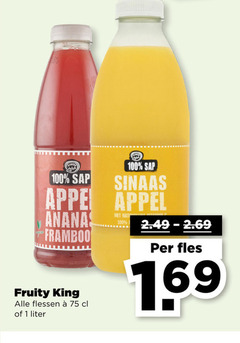  1 100 sap ananas framboos fruity king flessen liter sinaas appel fles 