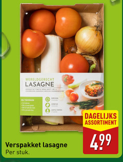  groentenpakket 25 30 150 300 wereldgerecht lasagne verspakket tomaten paprika wortel lasagnebladen lasagnesaus knoflook rozemarijn tijm olijfolie rundergehakt ml halfvolle melk geraspte kaas minuten porties stuk dagelijks assortiment 