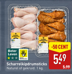  1 scharrel kipdrumsticks naturel kip pas beter leven dieren bescherming scharrelkipdrumsticks gekruid cent 5.99 