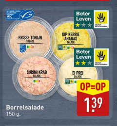  150 gecertificeerd duurzame visserij www.msc.org nl frisse tonijn salade surimi krab borrelsalade beter leven kip kerrie ananas dieren bescherming ei prei 