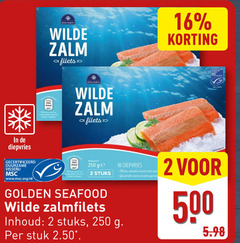  2 16 250 500 1542 wilde zalm filets diepvries gecertificeerd duurzame visserij www.msc.org nl ge stuks huid gerecycled golden seafood zalmfilets inhoud stuk 