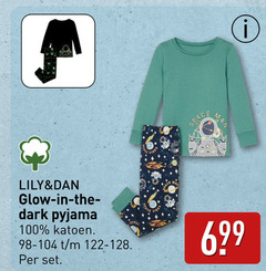  jongenspyjama 100 lily glow dark pyjama katoen space man 