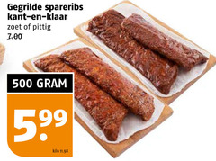  500 gegrilde spareribs kant klaar zoet pittig kilo 