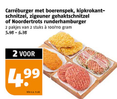  2 boerenspek kipkrokantschnitzel schnitzel zigeuner gehaktschnitzel noordertrots runderhamburger stuks 100 4 99 kilo v.a. 