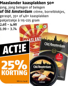  maaslander old amsterdam kaasplakken 8 25 50 jong belegen borrelblokjes geraspt 35 48 pakje zakje kilo v.a. creme 