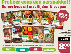  2 verspakket maaltijden soepen tafel rode kool champignons grieks kip teriyaki rendang burritos cajun push calzone boordevol groenten specerijen recept weinig afval eten verspakketten gekoeld ongekoeld 