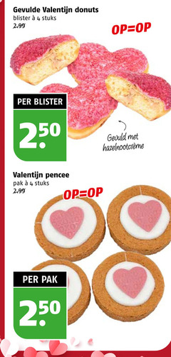  4 250 gevulde valentijn donuts blister stuks gevuld pencee pak 