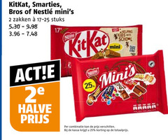  smarties kitkat bros mini chocoladerepen 2 17 25 zakken stuks nestle kids school 2e halve combinatie kassa 