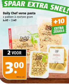  daily chef pasta tagliatelle 2 300 spaar verse pakken 250 500 voordeel kilo v.a. 10 zegels spaghetti mala 