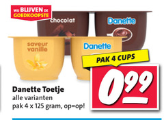  danette toetje 4 chocolat saveur vanille pak cups 