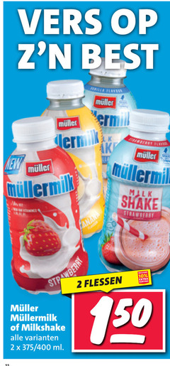  2 10 150 vers best new shake strawberry milkshake 400 ml flessen 