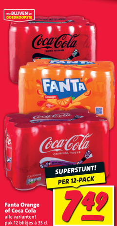  coca-cola fanta cola frisdrank 12 33 coca zero sugar orange 330ml pak blikjes original taste your pack 