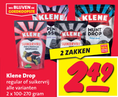  klene drop 2 10 suikervrij dropgums regular zakken munt 