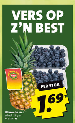  blauwe bessen ananas vers best gold schaal stuk 