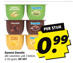  danette toetje 4 saveur pistache chocolat vanille danone pak bekers stuk 