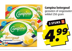  campina roomboter 2 250 botergoud ongezouten gezouten wikkel stuks 