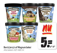  ben and jerrys magnum ijsspecialiteit 5 baked brownies cookie dough vanilla ice creams chunks strawberry cheesecake cream with strawberries swirl salted caramel brownie chocolate chip beker bekers ml fudge brown pieces 