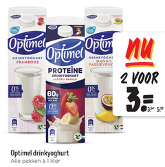  optimel drinkyoghurt 1 2 3 31 32 64 100 200 planet proof vet suiker passie vrucht proteine framboos aardbei banaan pak mango ml pakken liter 