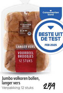  bolletjes broodjes 12 consumenten bond jumbo volkoren bollen langer vers voordeel stuks 