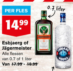  1 fles liter esbjaerg flessen jagermeister vodka 