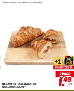  kaasbroodjes 2 winkels bakkerij afdeling dekavers ham kaas kaascroissant 1 zegel 