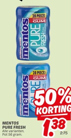  28 50 mentos breath pieces chewing gum re fresh pot 