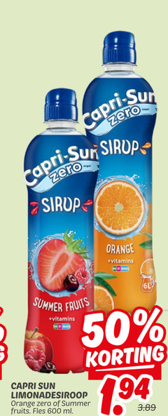  capri-sun limonadesiroop 50 600 capri zero sirop orange vitamins summer fruits sun fles ml 