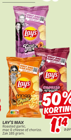  lays chips 50 only one stay flavo mace jour roasted garlic mac cheese chorizo zak onion 