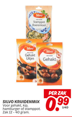  silvo kruiden mix stamppot boerenkool gehakt uitjes kruidenmix kip hamburger zak 99 