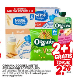  3 6 3x voordeel nieuwe receptuur nestle pyjamapapje biscuit vitamine rijk calcium 12 yogolino aardbei held organix 7 veggie sticks goodies pyjamapapjes zak pak varieeren zakken apple nana raspberry blueberry zakjes 