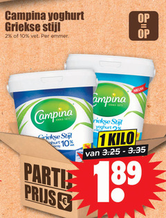  1 2 10 campina yoghurt griekse stijl vet emmer anno party mild kilo 