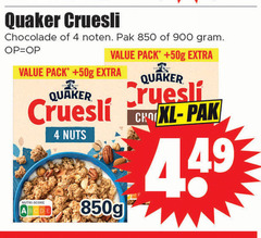  4 quaker cruesli chocolade noten pak pack ph nutri score nuts 