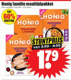  honig maaltijdmix 20 60 1867 familie maaltijdpakket pak vernieuwd tafel italiaanse lasagne oosterse kip min porties wraps 3.99 rijst groente kruidenmix salade dressing hex chill 