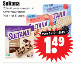  sultana fruitbiscuit 4 5 yofruit mueslirepen pak stuks vezelrijk muesli reep chocolade hazelnoot aardbei saveur fraise bosvruchten fruits des bois 