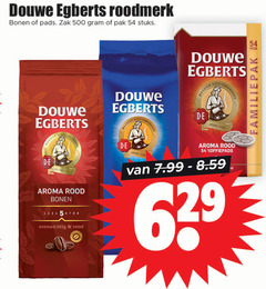  douwe egberts koffiepads koffiebonen 500 roodmerk bonen pads zak pak stuks meester branders joure aroma rood evenwichtig rond koffie koffiebranders 