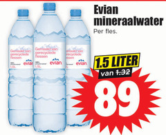  mineraalwater 100 evian fles gemaakt gerecyclede flessen 1 liter 