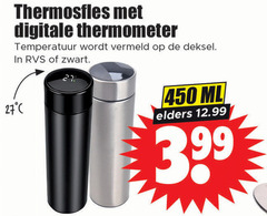  27 450 thermosfles digitale thermometer temperatuur vermeld deksel rvs zwart ml elders 3.99 