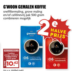  gwoon koffie 2 500 gemalen snelfiltermaling grove maling pak combineren halve pakken roodmerk dubbel 06 