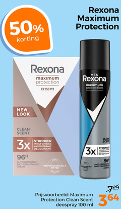  rexona deodorant 50 100 protection new men cream clean scent 3x basic anti-perspirant anti transpirant expert dermatologisch tested aerosol deospray ml 