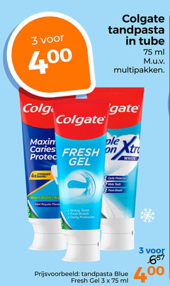  colgate tandpasta 3 400 tube ml multipakken gate maxim fresh caries protec gel white 4x enamel protection breath calcium boost regular flavourites strong blue 