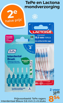  2 3 6 40 2e halve lactona mondverzorging recyclable and plastic free packaging sweden iso size easydent 8 mm b interdental brush cleanse up to alone choice use daily for healthier gums fresh breath interdentaal blauw stuks 