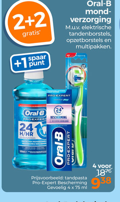  oral-b mondverzorging mondwater tandpasta 2 4 24 1876 1 spaar punt oral b mondreinigingsproducten verzorging elektrische tandenborstels opzetborstels multipakken professioneel ontworpen klinisch bewezen pro expert zachte munt pro-expert hr protection professionele bescherming fraiche hunt bain bouche uur gevoeligheid ml 