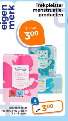  trekpleister huismerk incontinentieverband maandverband tampons inlegkruisjes 3 15 24 45 300 merk menstruatie classic stuks ultra normal bescherming discreet comfortabel plastic 