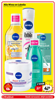  1 2 5 7 10 25 33 50 250 nivea labello geschenksets multipakken glow effect 5-in-1 anti anti-perspirant blacks white invisible new origin eau skin visage yeux gezicht ogen serum avec vitamine efficacement le maquillage 2. nettoie douceur 3. illumine la peau pour teint verwijdert waterproof make up reinigt zacht huid helderder sans parfum les peaux ongeparfumeerd doffe controle repair care 10x derma clear kalmerend zichtbaar dagen parfumee verzending glycerine panthenol sensibles sensations gevoelige gevoel apaisant ondersteunt approved reinigingsgel salicylzuur zuivert imperfections aux onzuivere onzuiverheden b5 getest douche creme soft ml 2e halve artikel combinatie kruidvat verrassend 