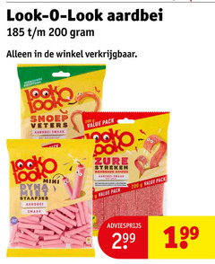  look-o-look snoep 200 aardbei veters back mini staafjes pack zure 