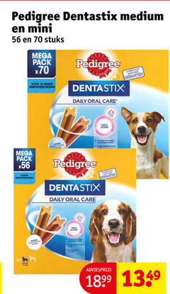  10 pedigree dentastix medium mini stuks mega pack x70 weken gebitsverzorging daily oral care dierenartsen triple action 