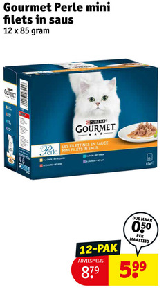  gourmet kattenvoer 12 mini filets saus purina les filettines sauce canard eind agneau lam pak 12x maaltijd 