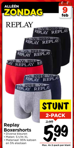  replay heren boxershorts 2 4 5 9 19 play re kleuren maten xl materiaal katoen elastaan pack 5.99 4x 