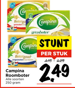  campina roomboter 250 gezouten grasboter camping botergoud ongezouten soorten stuk 