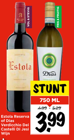  750 stevig fris fruitig reserva estola verdicchio dei castelli wijn ml 3.99 